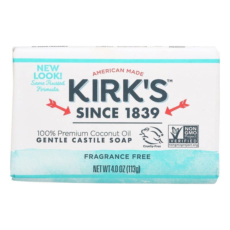 Kirk's Original Coco Castile Soap Fragrance Free 4 oz (Multi-Pack) - Image 1